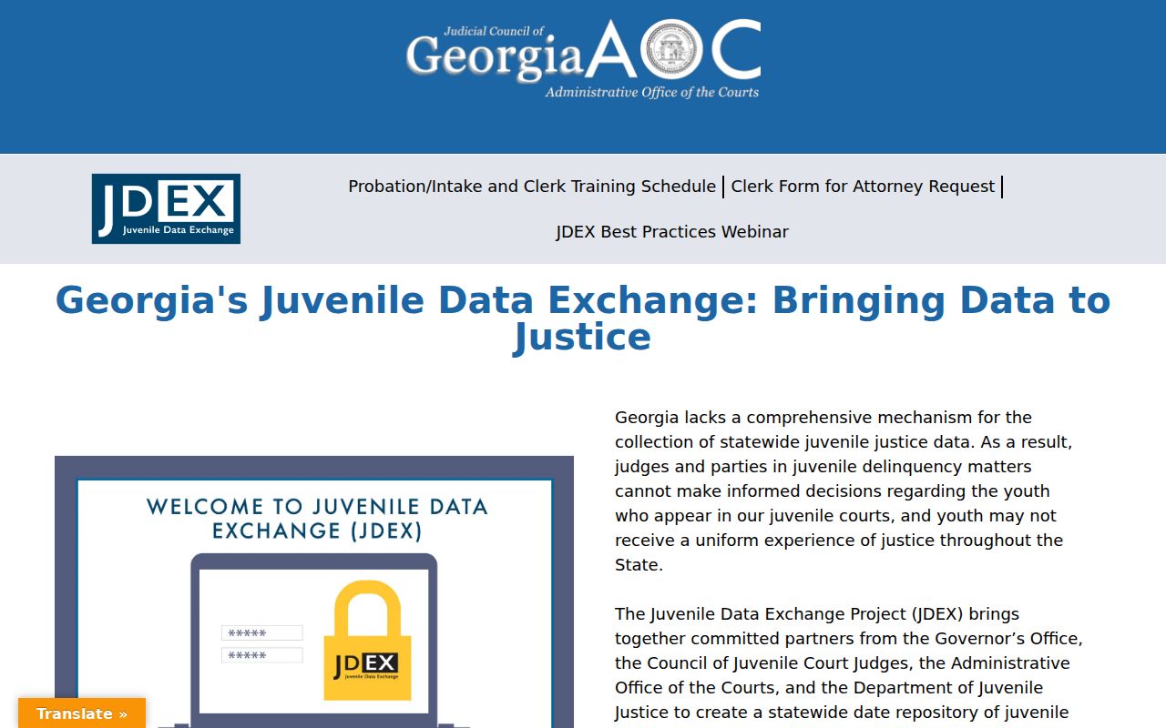 Chattahoochee County case search reference showing Georgia JDEX juvenile access