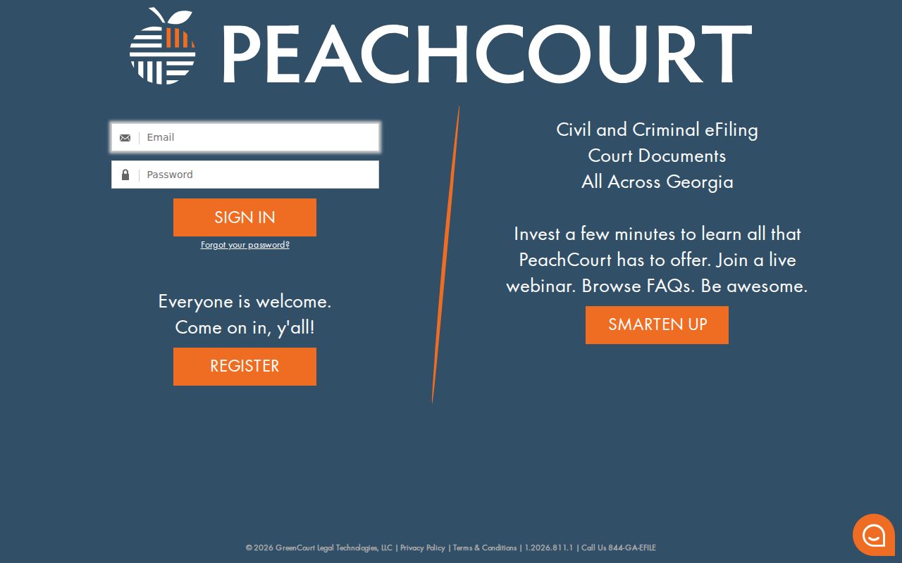 Chattahoochee County civil docket PeachCourt account access