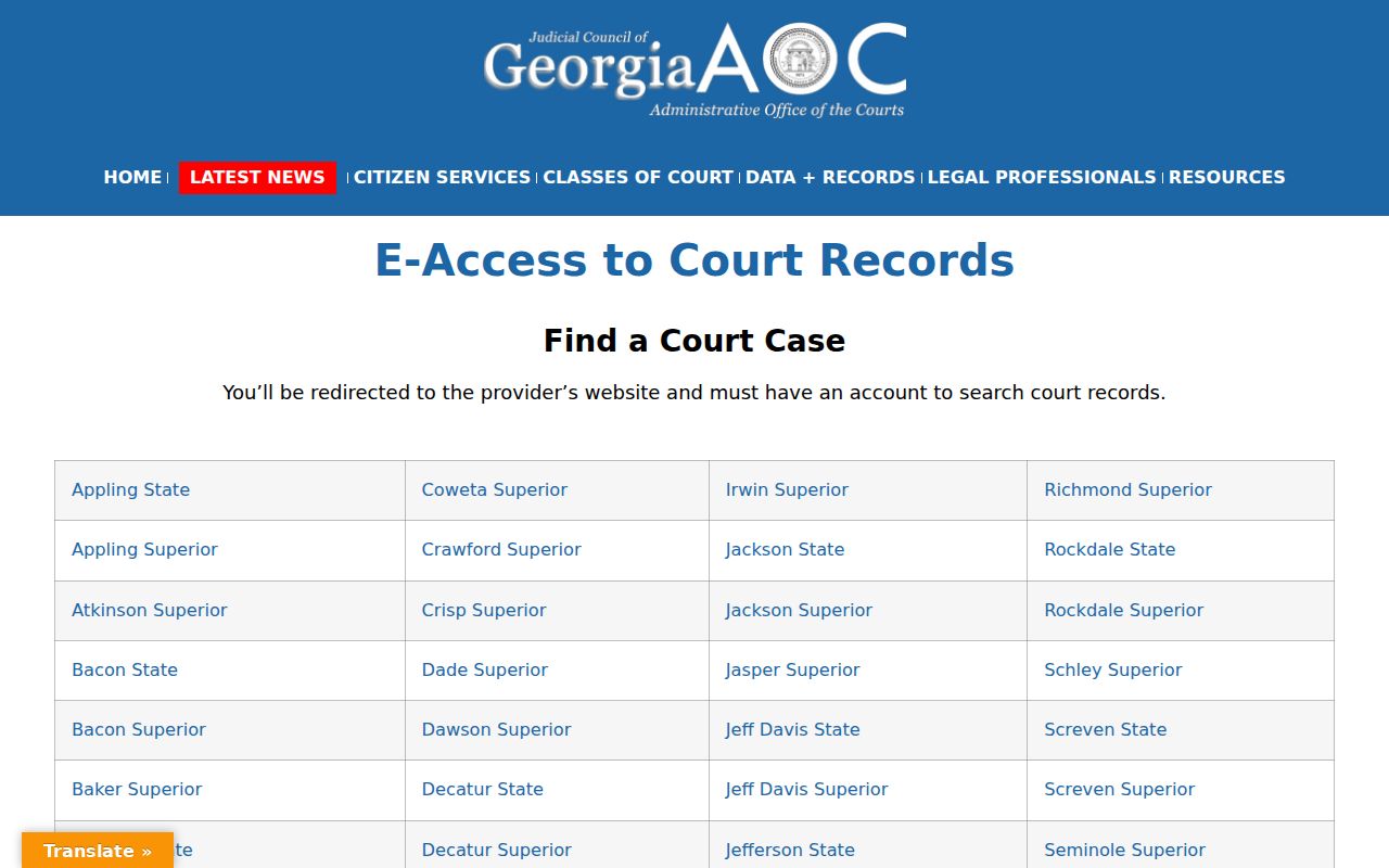 Chattahoochee County court docket Georgia Courts access