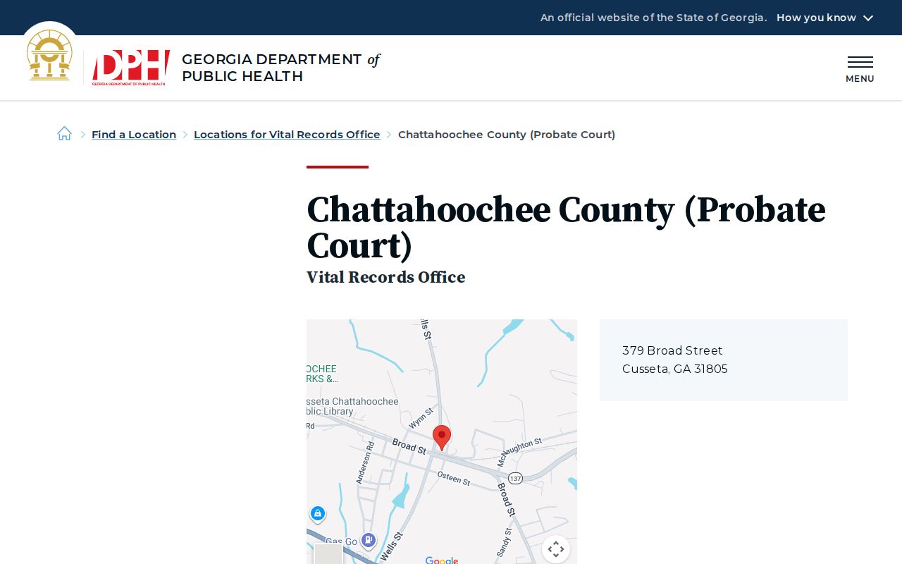 Chattahoochee County court docket Probate Court location