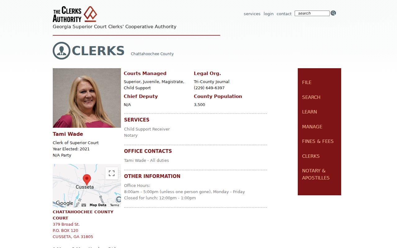 Chattahoochee County court docket clerk directory